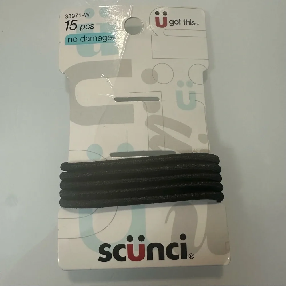 🆓FREE with purchase! Scünci New No Damage Elastic Hair Ties Set of 5 Black